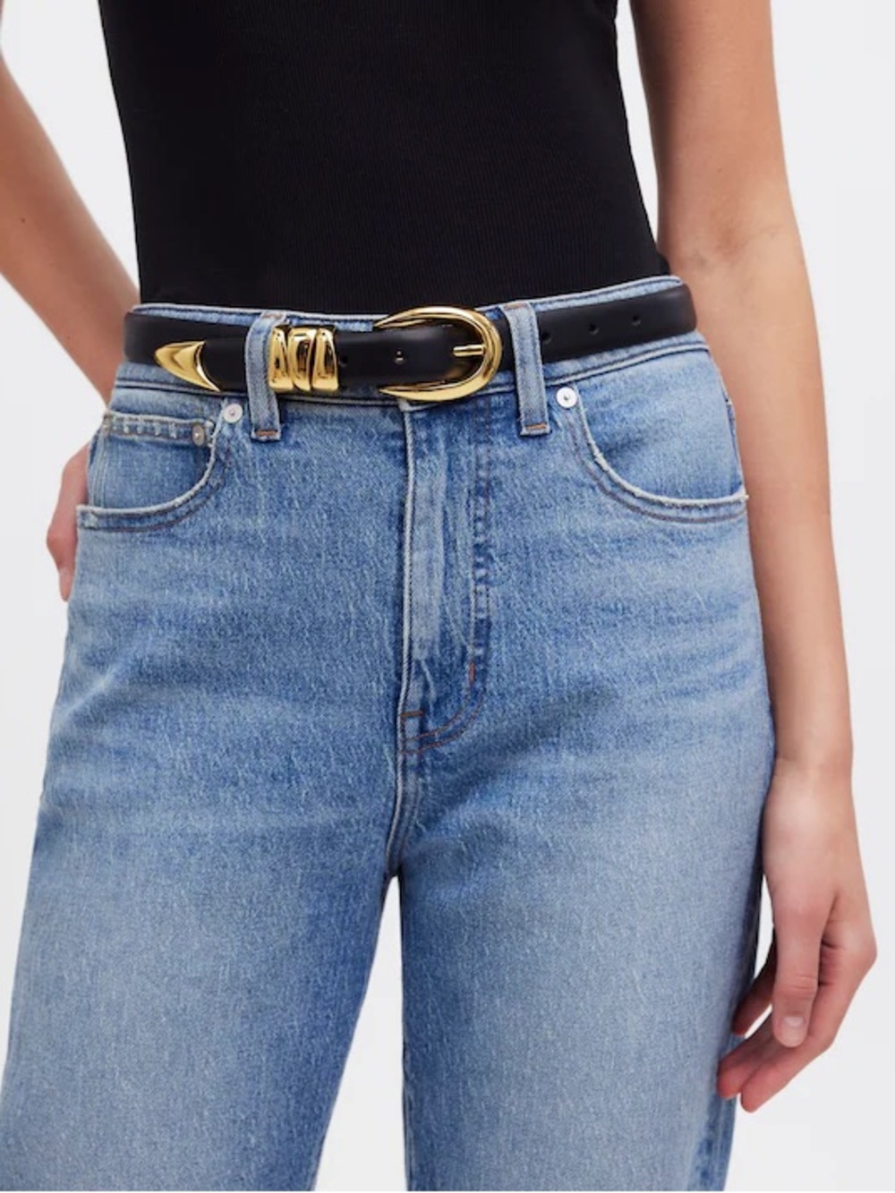 MADEWELL Triple Metal Keeper Belt in Leather (M)